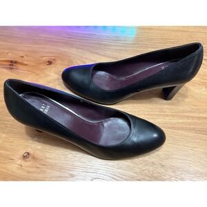 Stuart Weitzman Black Leather Round Toe Block Heel Pumps OW58665 Mens 9.5 M